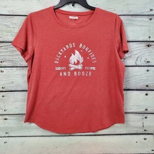 Maurices XL Red Graphic Tee – Backyards Bonfires & Booze Shirt, Cotton Blend